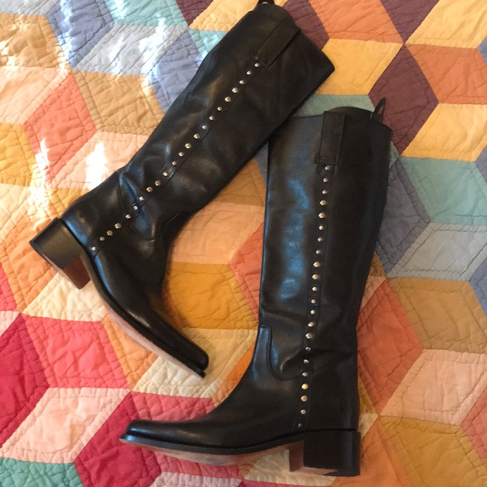 Frye Tall Studded Black Boots Size 7.5